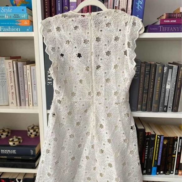 Zara White Eyelet Star A-line Dress - womens Small - moving sale! - Picture 4 of 4